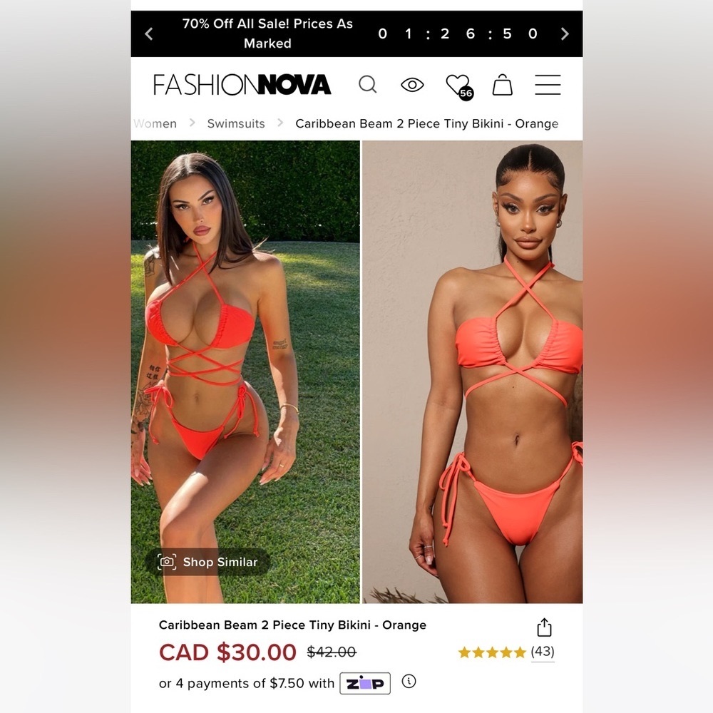 Two piece Medium Fashion Nova bathing suit